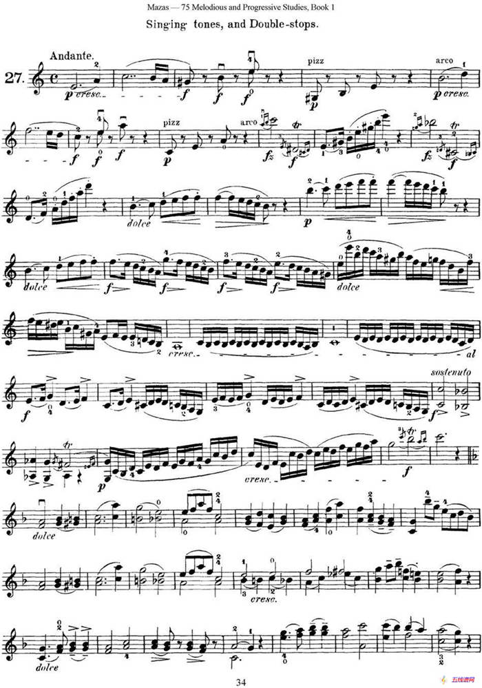 马扎斯小提琴练习曲 Op.36 第一册 特殊练习曲（27）