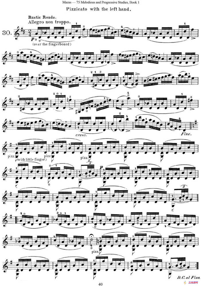 马扎斯小提琴练习曲 Op.36 第一册 特殊练习曲（30）