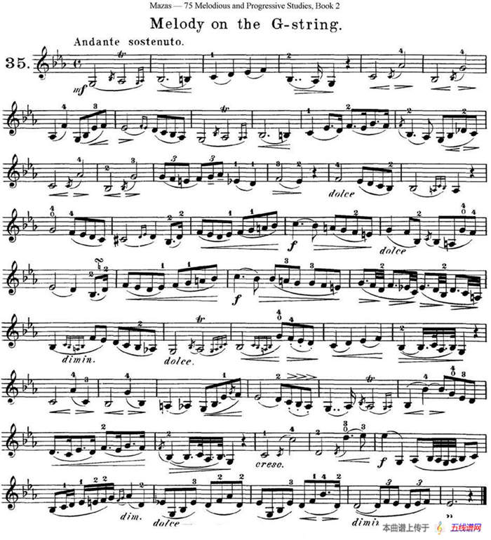 马扎斯小提琴练习曲 Op.36 第二册 华丽练习曲（35）