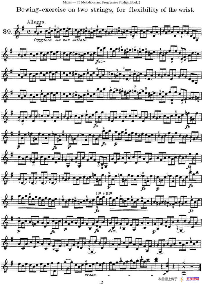 马扎斯小提琴练习曲 Op.36 第二册 华丽练习曲（39）