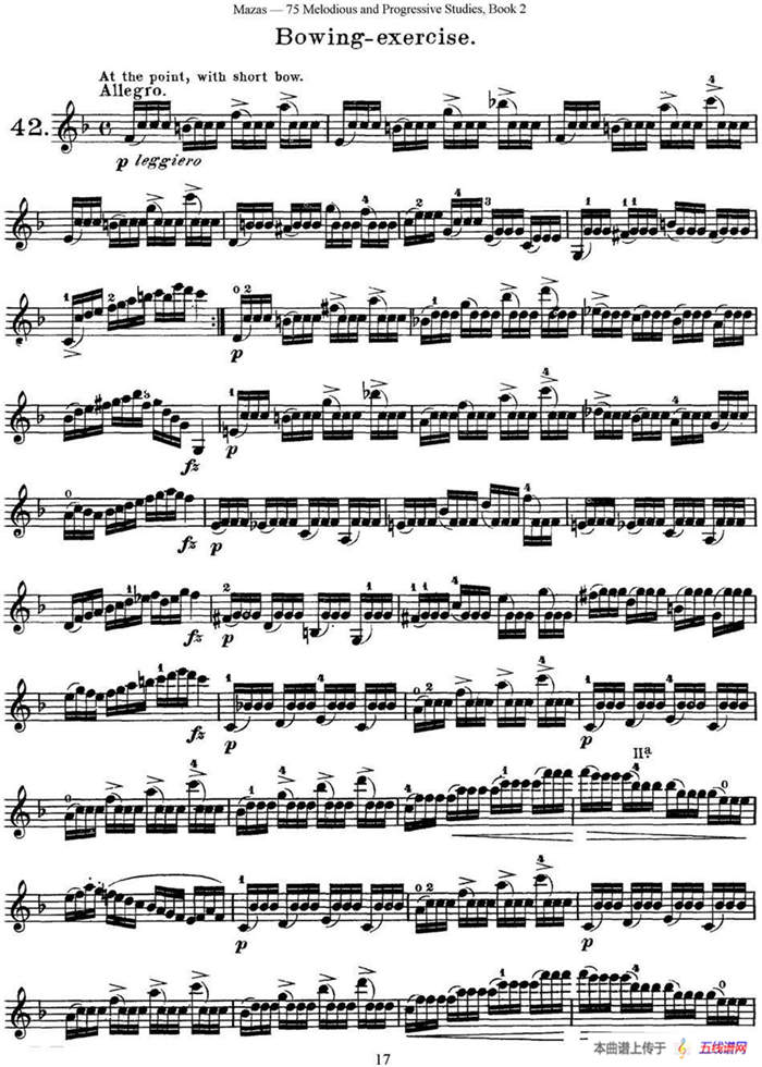 马扎斯小提琴练习曲 Op.36 第二册 华丽练习曲（42）