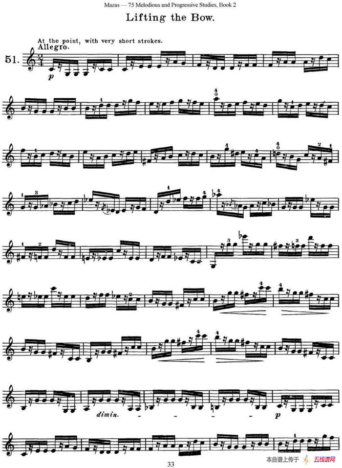 马扎斯小提琴练习曲 Op.36 第二册 华丽练习曲（51）