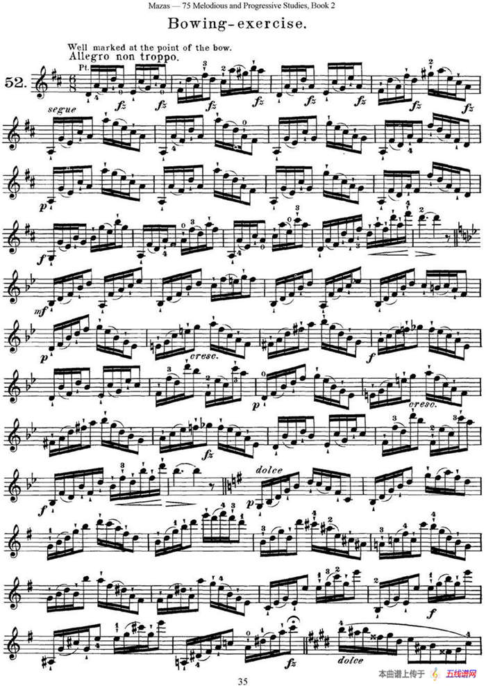马扎斯小提琴练习曲 Op.36 第二册 华丽练习曲（52）