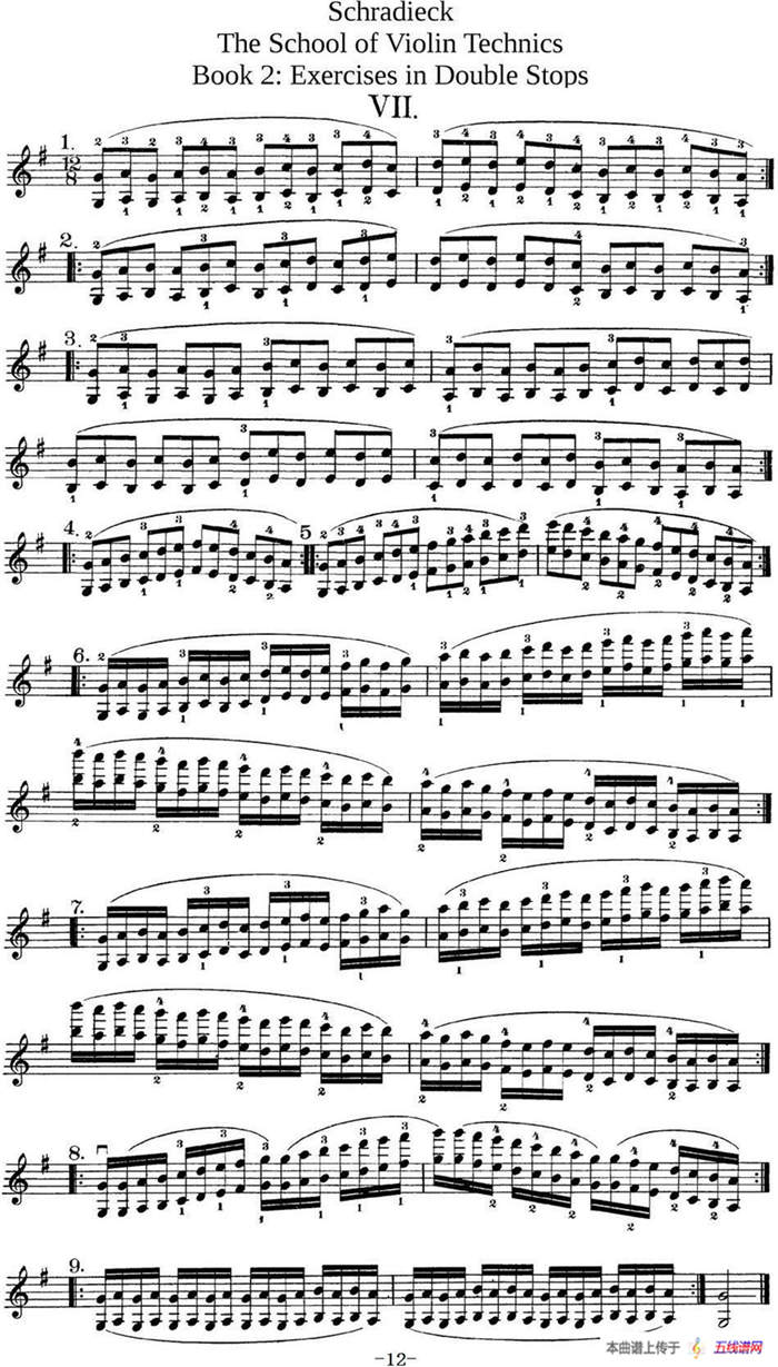 史拉迪克小提琴技术练习 第2册（Ⅶ）