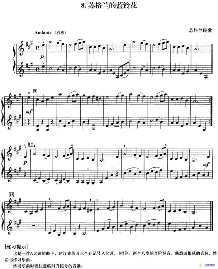 初级小提琴二重奏：苏格兰的蓝铃花