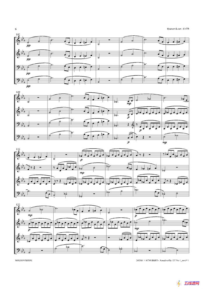 Sonatine Op.137 No 1（四重奏总谱）