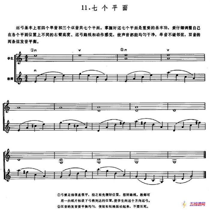 学琴之路练习曲11、七个平面