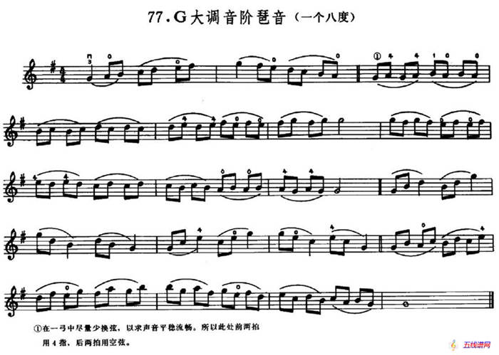 学琴之路练习曲77、G大调音阶琶音（一个八度）