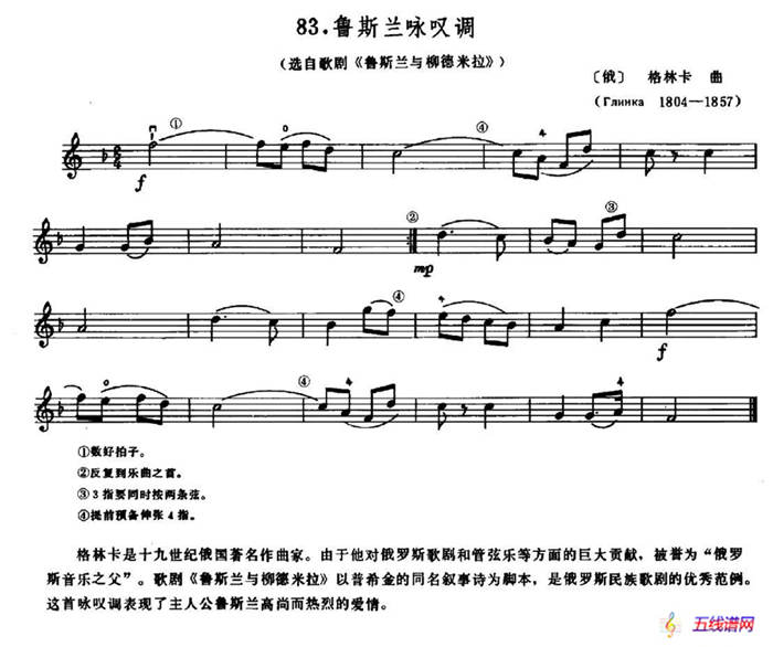 学琴之路练习曲83、鲁斯兰咏叹调