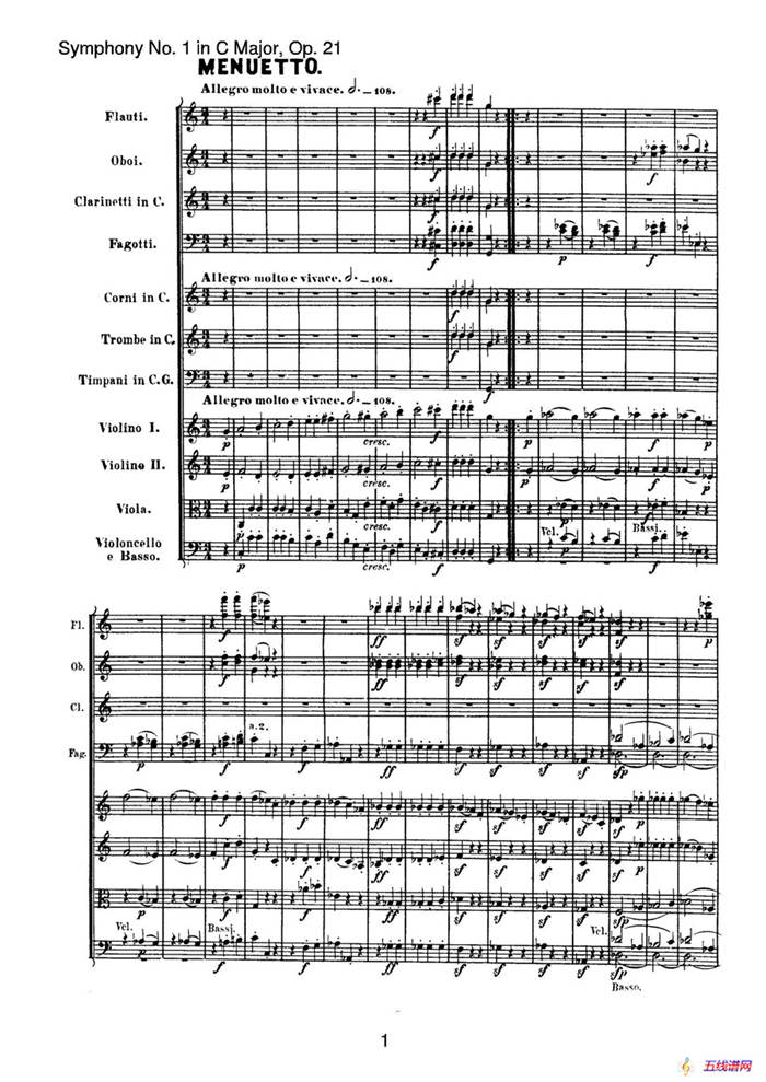 Symphony No.1 in C Major Op.21（Ⅲ）（交响乐总谱）