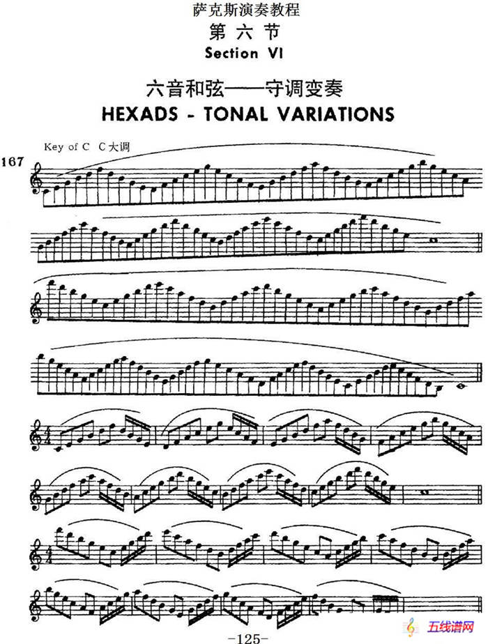 萨克斯演奏教程第六节（六音和弦-守调变奏）