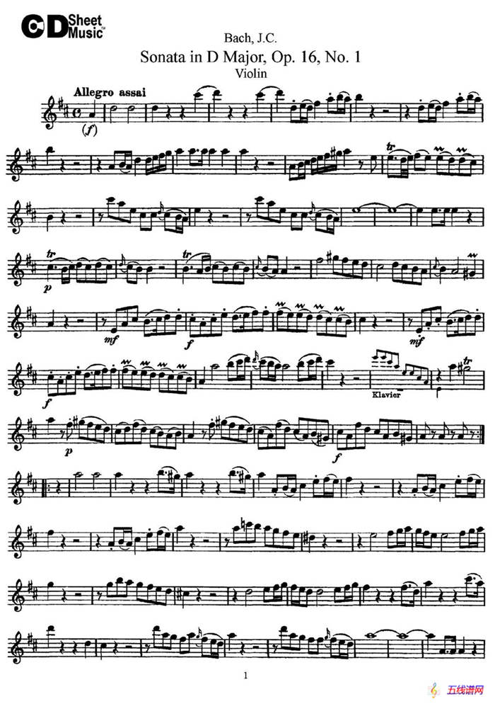 Sonata in D Major,Op.16 No.1