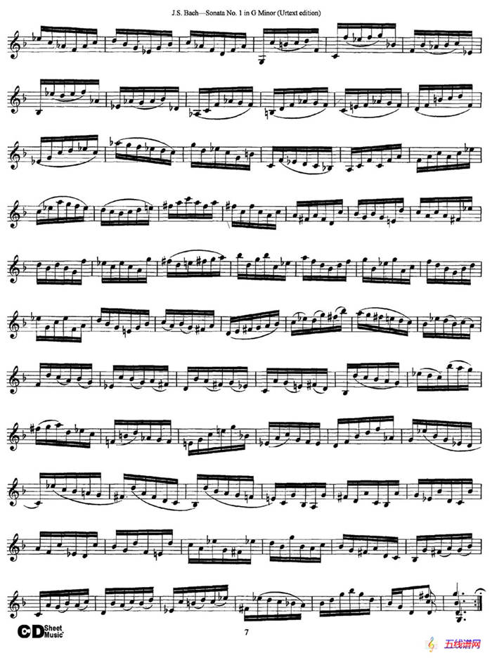 6 Violin Sonatas and Partitas 1.Sonata No.1 G Minor（Urtext edition）