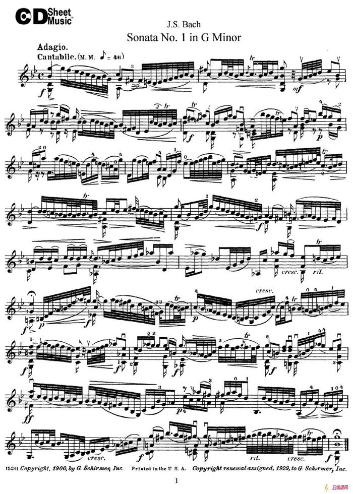 6 Violin Sonatas and Partitas 1.Sonata No.1 G Minor