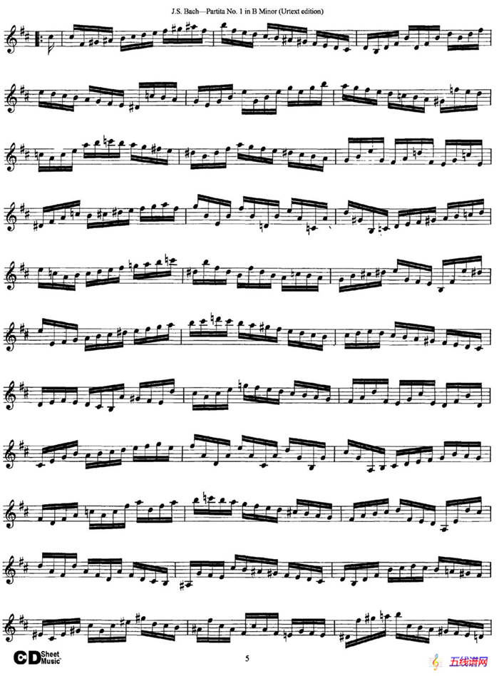6 Violin Sonatas and Partitas 2.Partita No.1 B Minor（Urtext edition）