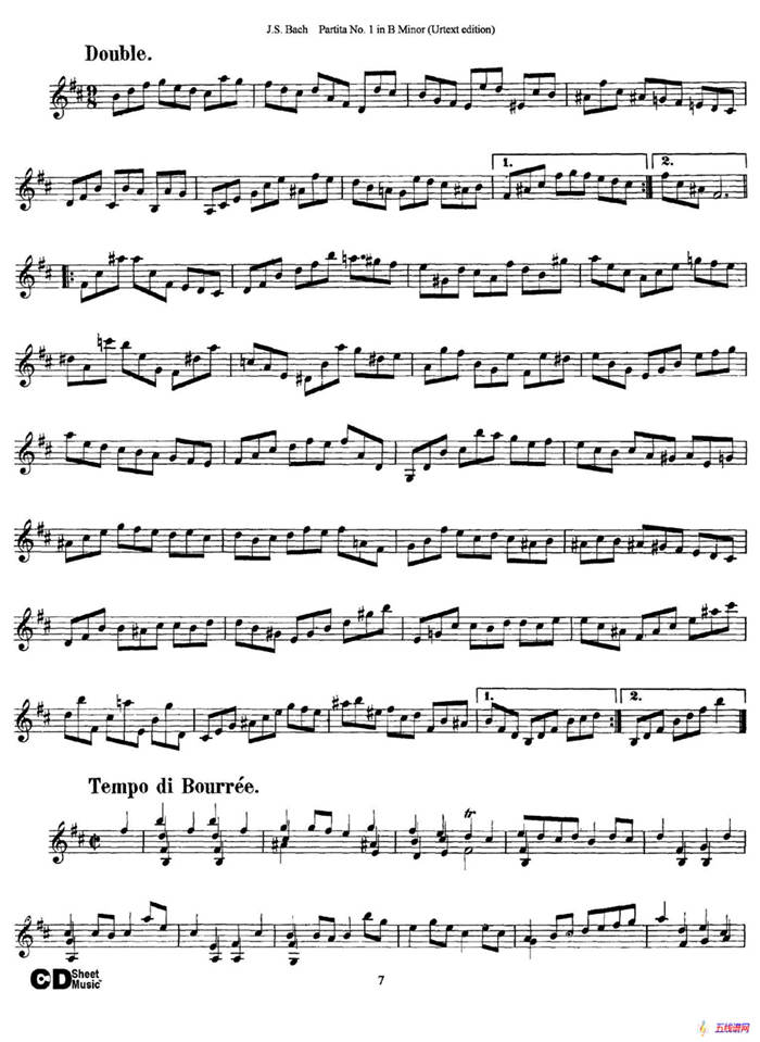 6 Violin Sonatas and Partitas 2.Partita No.1 B Minor（Urtext edition）