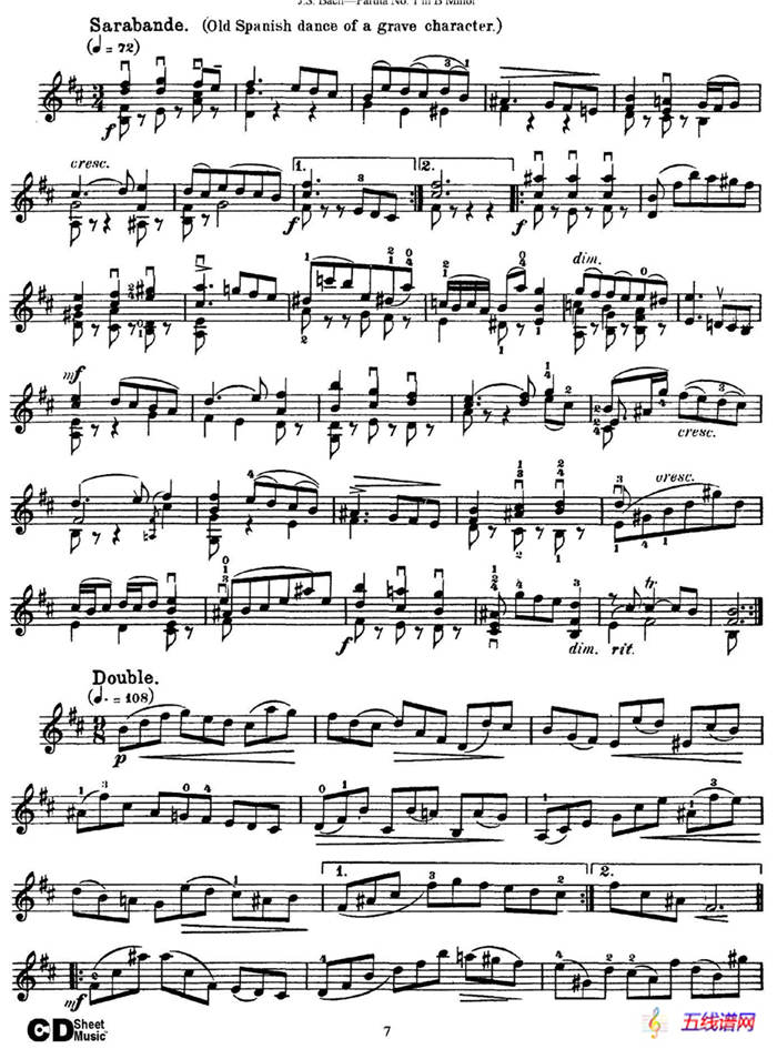 6 Violin Sonatas and Partitas 2.Partita No.1 B Minor