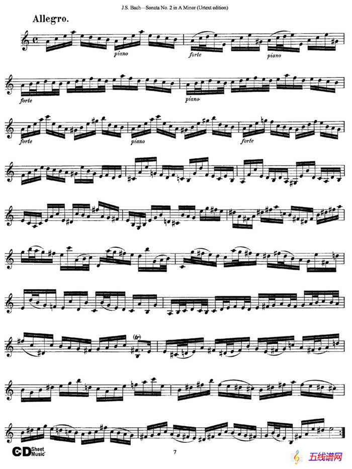 6 Violin Sonatas and Partitas 3.Sonata No.2 A Minor（Urtext edition）