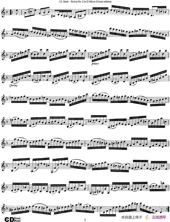 6 Violin Sonatas and Partitas 4.Partita No.2 in D Minor（Urtext edition）