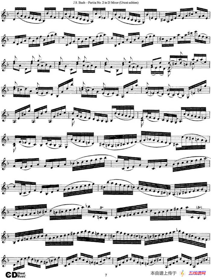 6 Violin Sonatas and Partitas 4.Partita No.2 in D Minor（Urtext edition）