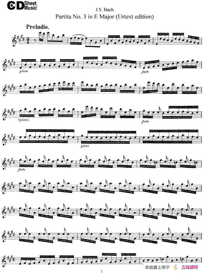 6 Violin Sonatas and Partitas 6.Partita No.3 in E Major（Urtext edition）