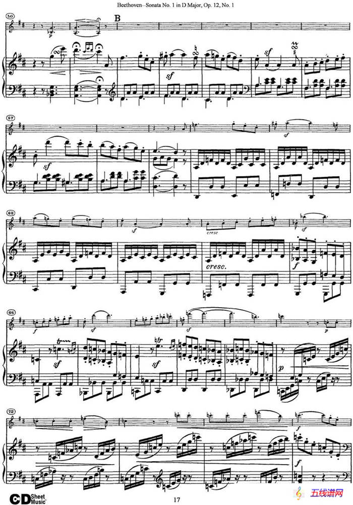Violin Sonata No.1 in D Major Op.12 No.1（小提琴+钢琴伴奏）