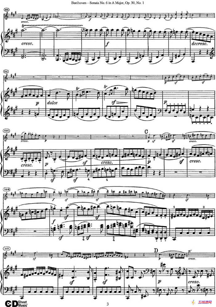 Violin Sonata No.6 in A Major Op.30 No.1（小提琴+钢琴伴奏）