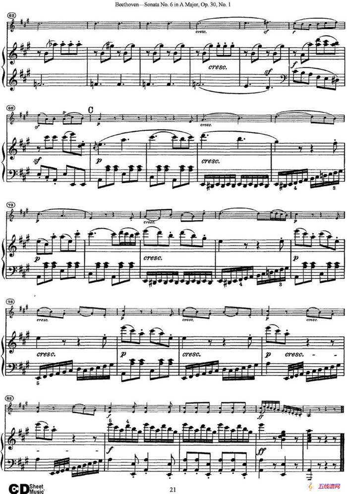 Violin Sonata No.6 in A Major Op.30 No.1（小提琴+钢琴伴奏）