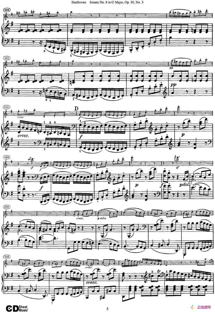 Violin Sonata No.8 in G Major Op.30 No.3（小提琴+钢琴伴奏）