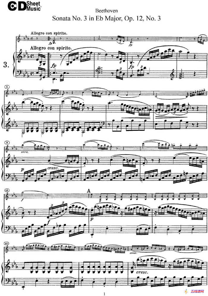 Violin Sonata No.3 in Eb Major Op.12 No.3（小提琴+钢琴伴奏）