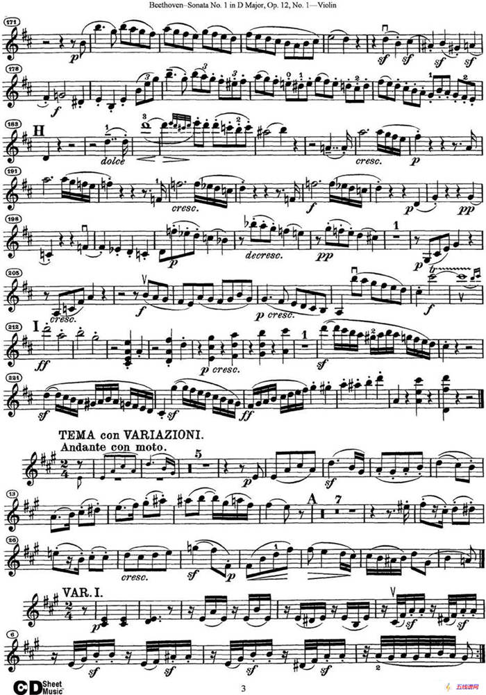 Violin Sonata No.1 in D Major Op.12 No.1