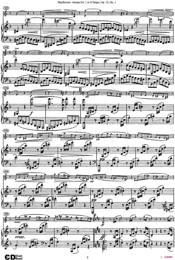 Violin Sonata No.1 in D Major Op.12 No.1（小提琴+钢琴伴奏）