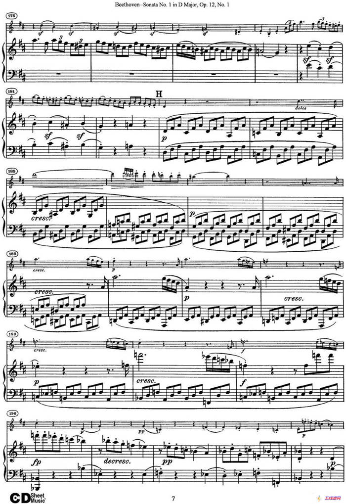 Violin Sonata No.1 in D Major Op.12 No.1（小提琴+钢琴伴奏）