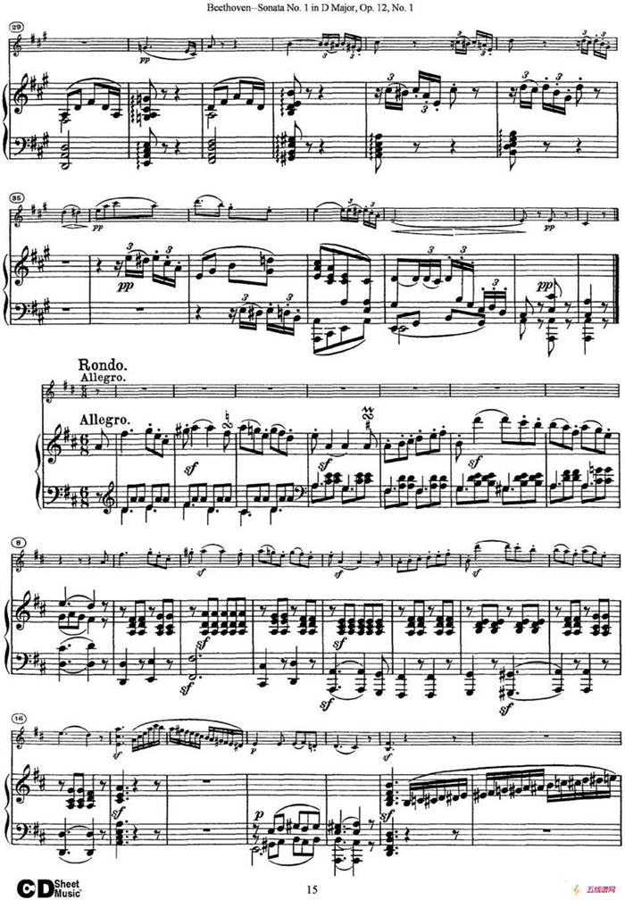 Violin Sonata No.1 in D Major Op.12 No.1（小提琴+钢琴伴奏）