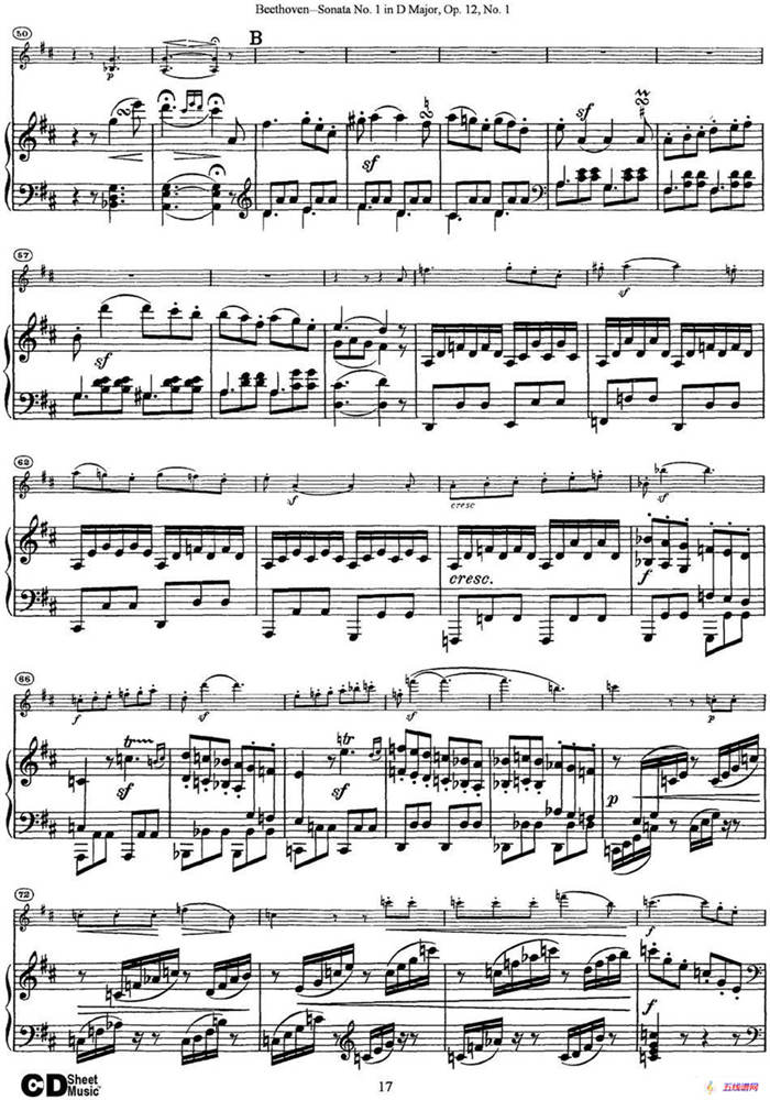 Violin Sonata No.1 in D Major Op.12 No.1（小提琴+钢琴伴奏）