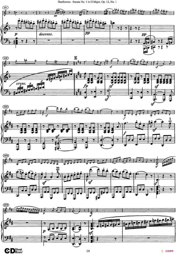 Violin Sonata No.1 in D Major Op.12 No.1（小提琴+钢琴伴奏）