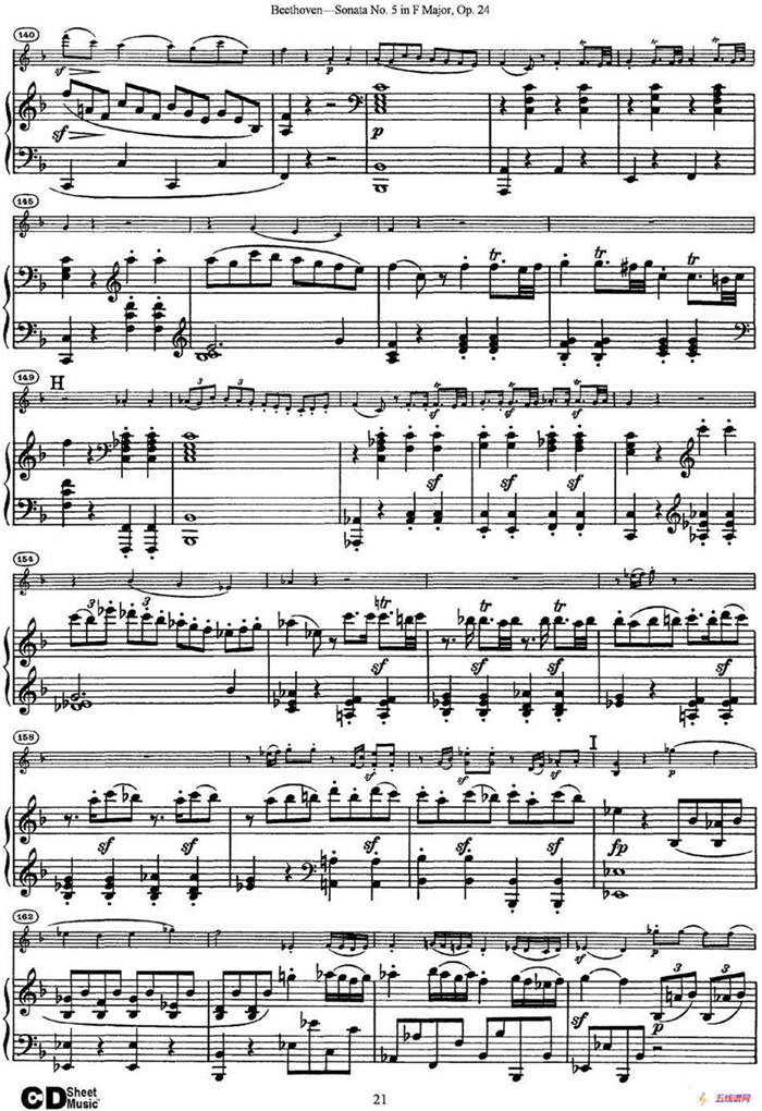Violin Sonata No.5 in F Major Op.24（小提琴+钢琴伴奏）
