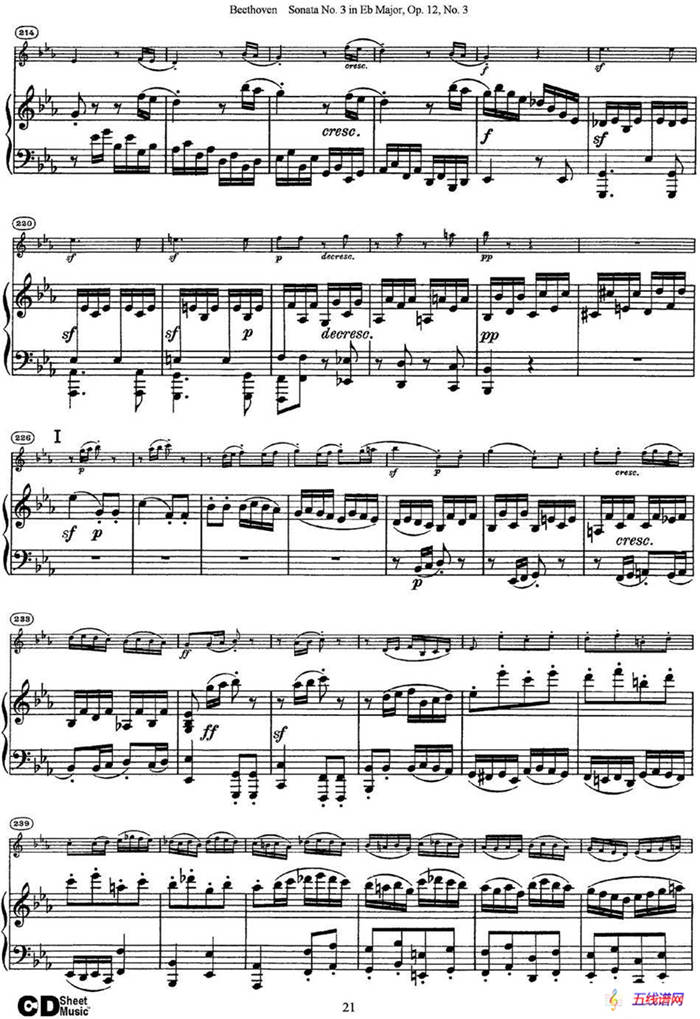 Violin Sonata No.3 in Eb Major Op.12 No.3（小提琴+钢琴伴奏）