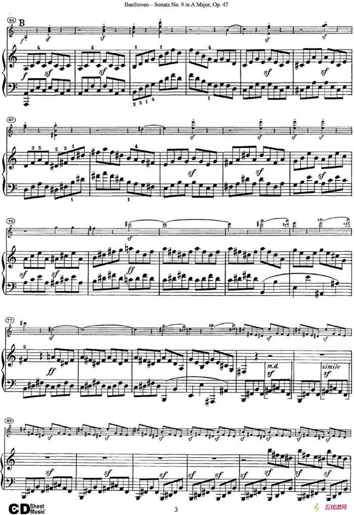 Violin Sonata No.9 in A Major Op.47（小提琴+鋼琴伴奏）