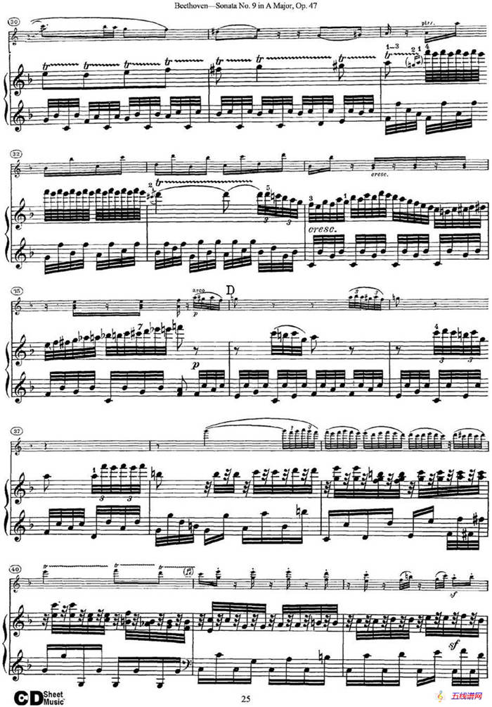 Violin Sonata No.9 in A Major Op.47（小提琴+鋼琴伴奏）