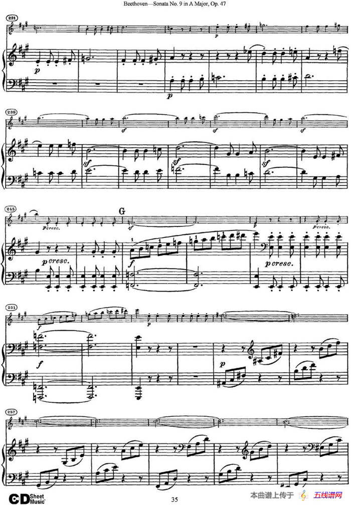 Violin Sonata No.9 in A Major Op.47（小提琴+鋼琴伴奏）