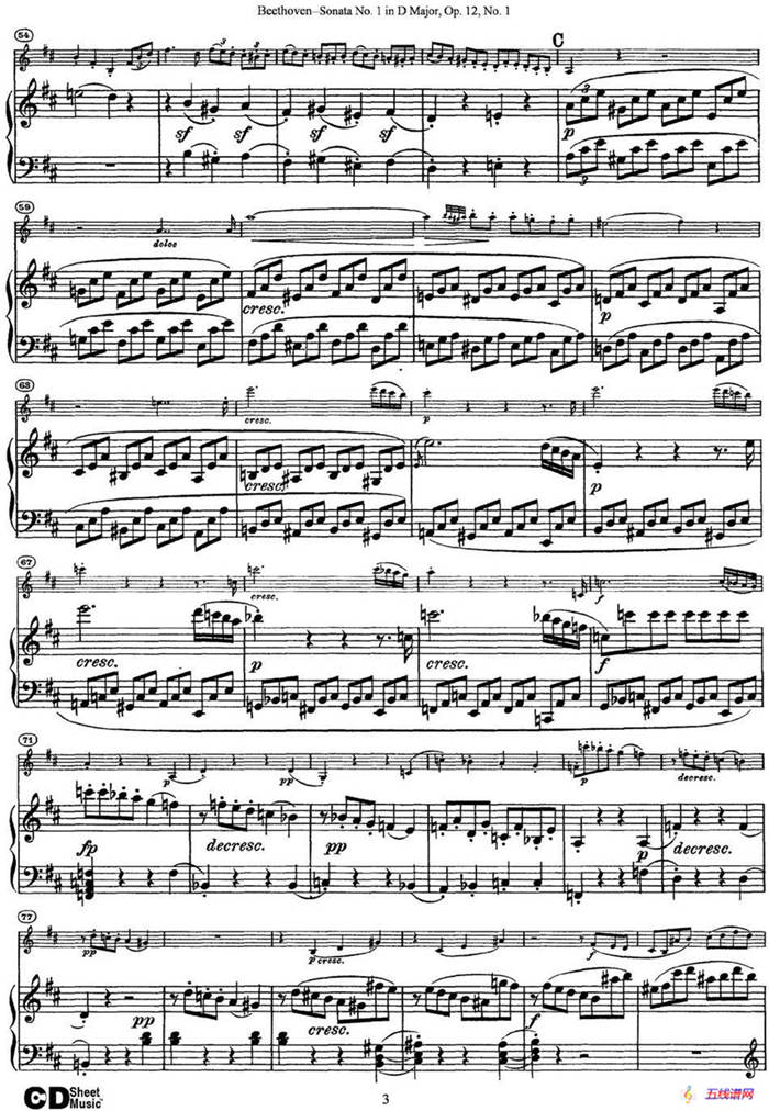 Violin Sonata No.1 in D Major Op.12 No.1（小提琴+钢琴伴奏）