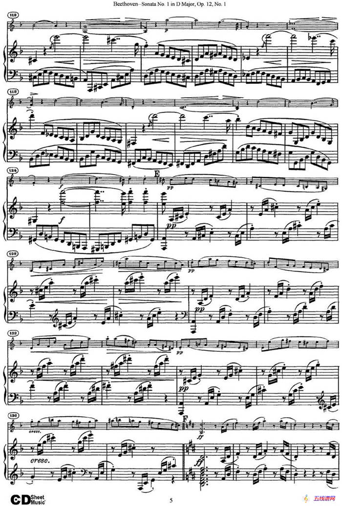 Violin Sonata No.1 in D Major Op.12 No.1（小提琴+钢琴伴奏）