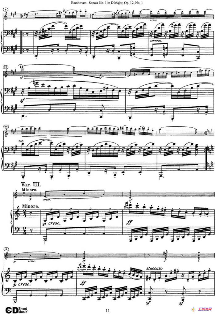 Violin Sonata No.1 in D Major Op.12 No.1（小提琴+钢琴伴奏）