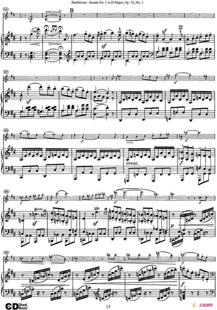 Violin Sonata No.1 in D Major Op.12 No.1（小提琴+钢琴伴奏）