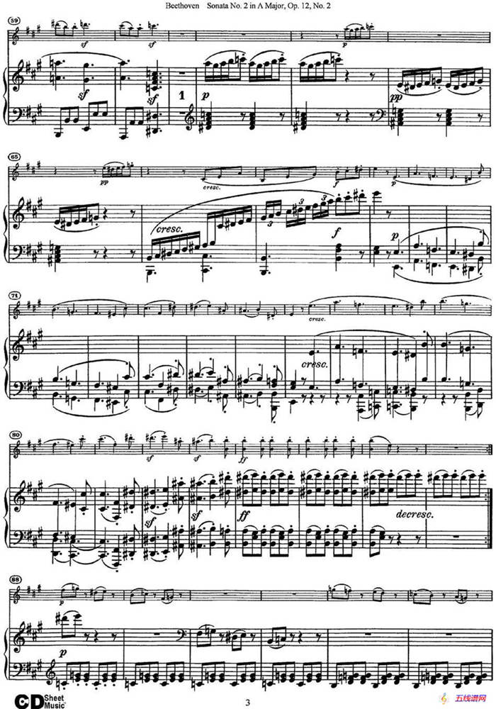 Violin Sonata No.2 in A Major Op.12 No.2（小提琴+钢琴伴奏）