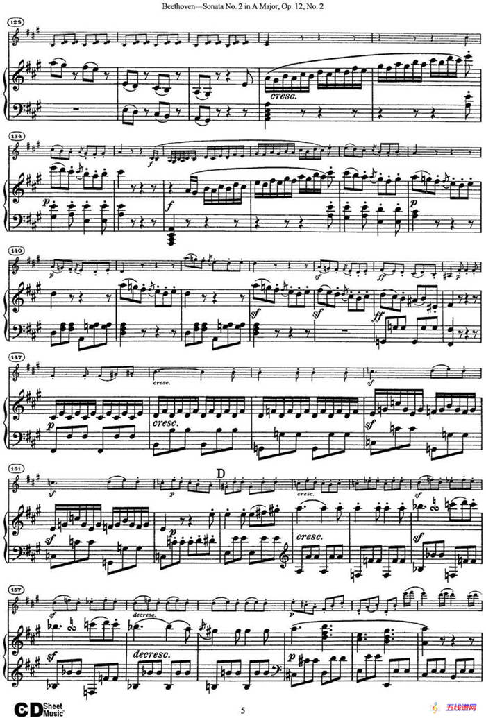 Violin Sonata No.2 in A Major Op.12 No.2（小提琴+钢琴伴奏）