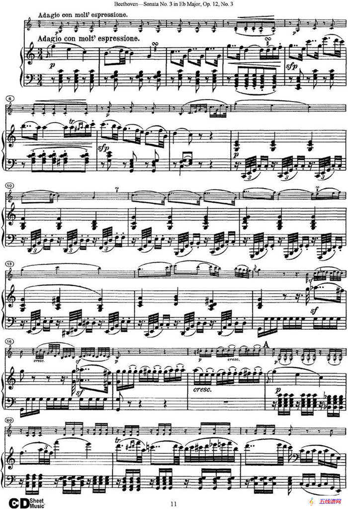 Violin Sonata No.3 in Eb Major Op.12 No.3（小提琴+钢琴伴奏）