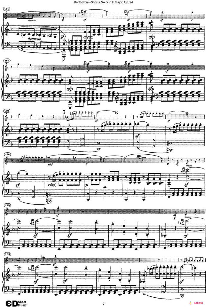 Violin Sonata No.5 in F Major Op.24（小提琴+钢琴伴奏）
