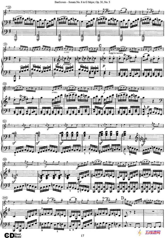 Violin Sonata No.8 in G Major Op.30 No.3（小提琴+钢琴伴奏）